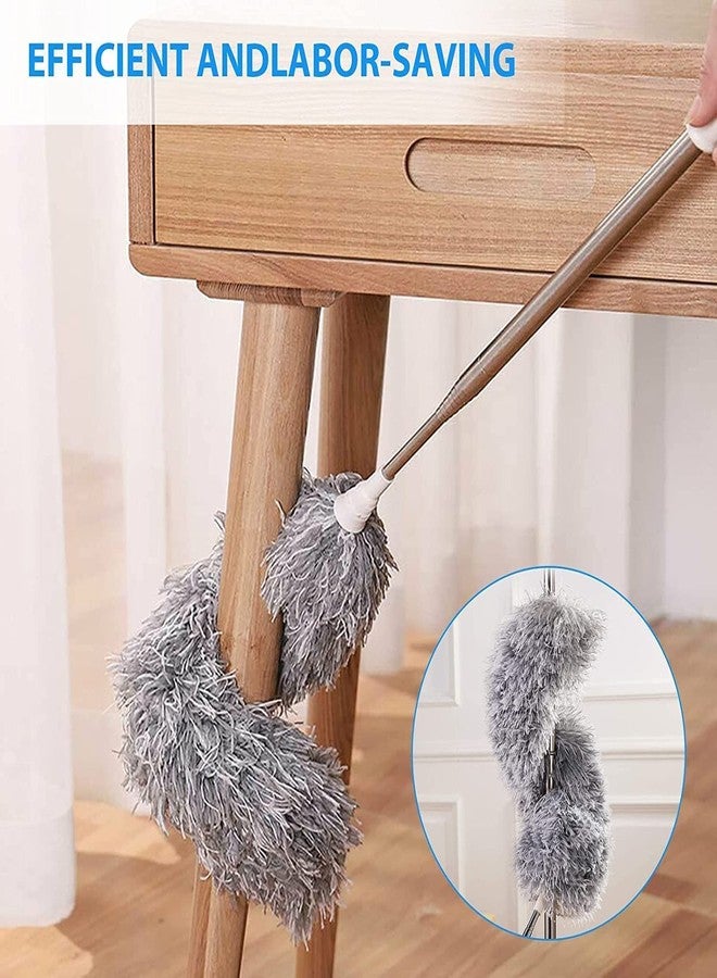 Finalize Microfiber Feather Duster 4PCS - Extendable & Bendable Dusters with Long Extension Pole, Washable Lightweight Dusters for Cleaning Ceiling Fan, High Ceiling- (Grey Duster with 100) - Image 4